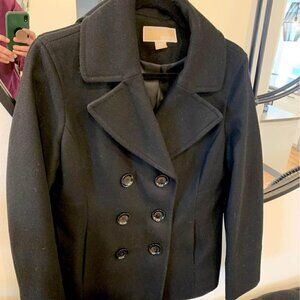♠️MICHAEL KORS woman’s wool blend black pea coat. Size Medium. Double b…